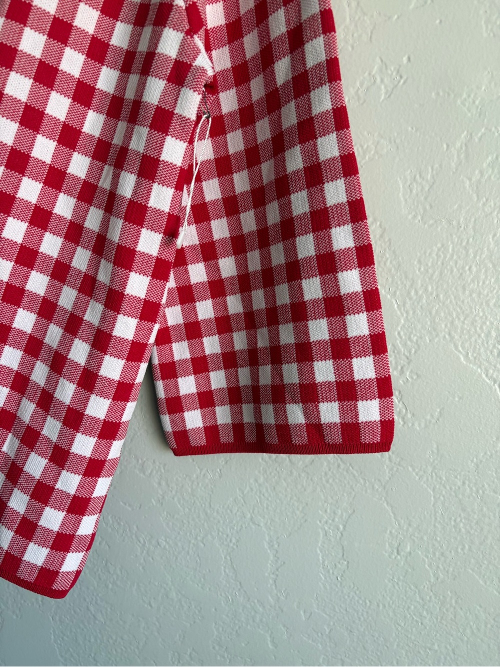 ❤️NEW entro Red and White Gingham Knit Top - Picture 5 of 9